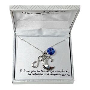 Silver Plated Necklace "I Love You To The Moon and Back" Swarovski Elements